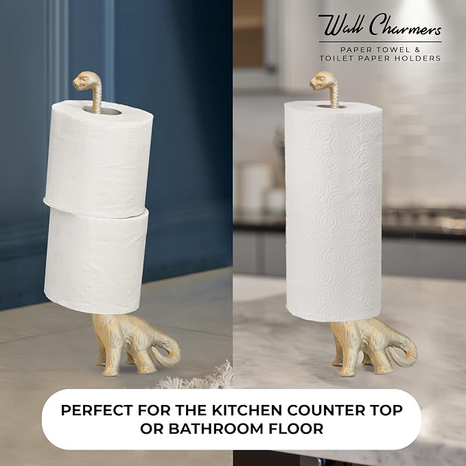 WallCharmers Gold Paper Towel Holder, Metal Toilet or Kitchen Paper Holder - Image 3