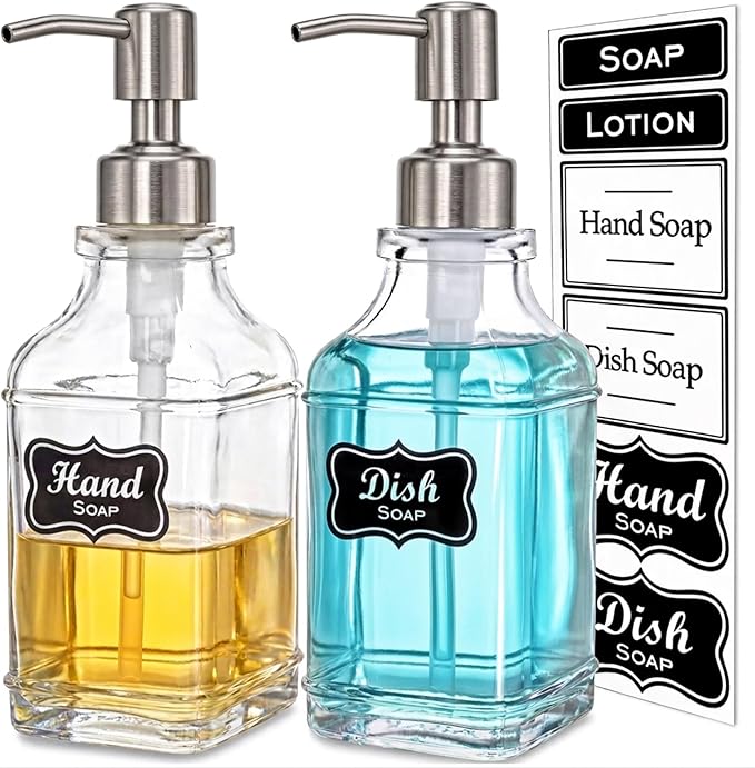 JASAI 2Pack Hand&Dish Glass Soap Dispenser by JASAIHOME
