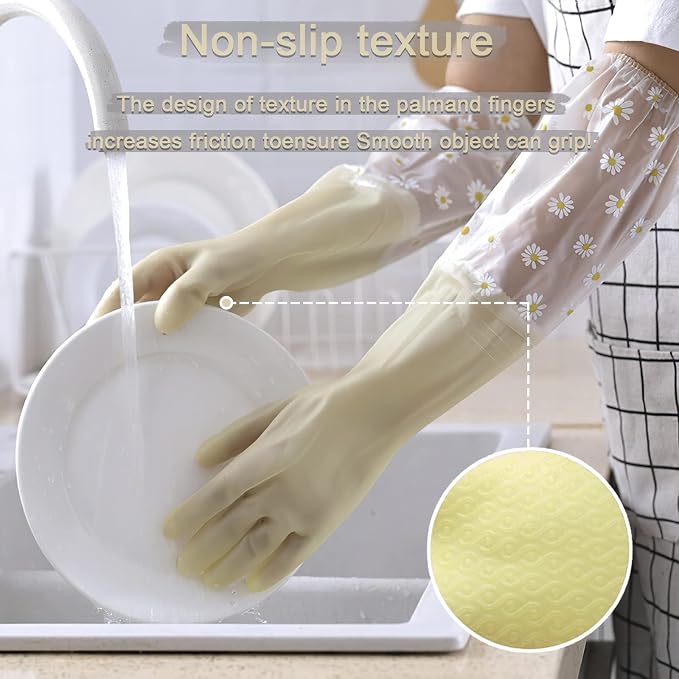 KAQ Dishwashing Cleaning Gloves 3 Pairs-Reusable Rubber Gloves Non-Slip Laundry - Image 4