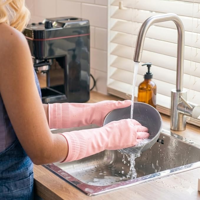 Rubber Dishwashing Gloves, Reusable Cleaning Dish Gloves - Image 3
