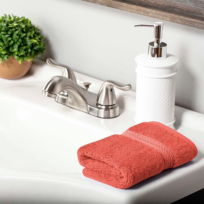 SUPERIOR Egyptian Cotton Plush & Absorbent, Face Towel Set of 6, Coral | Quick - Image 6
