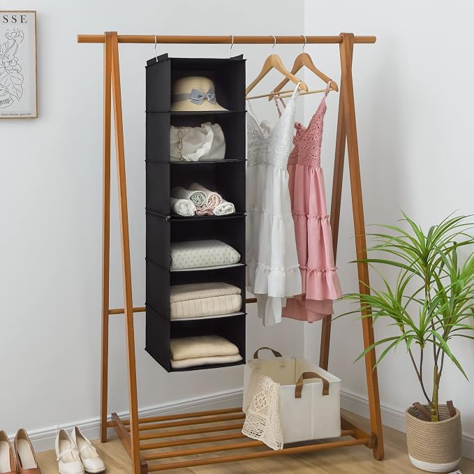 GRANNY SAYS 6-Shelf Hanging Closet Organizer, Foldable Storage, No-Sag Support - Image 4