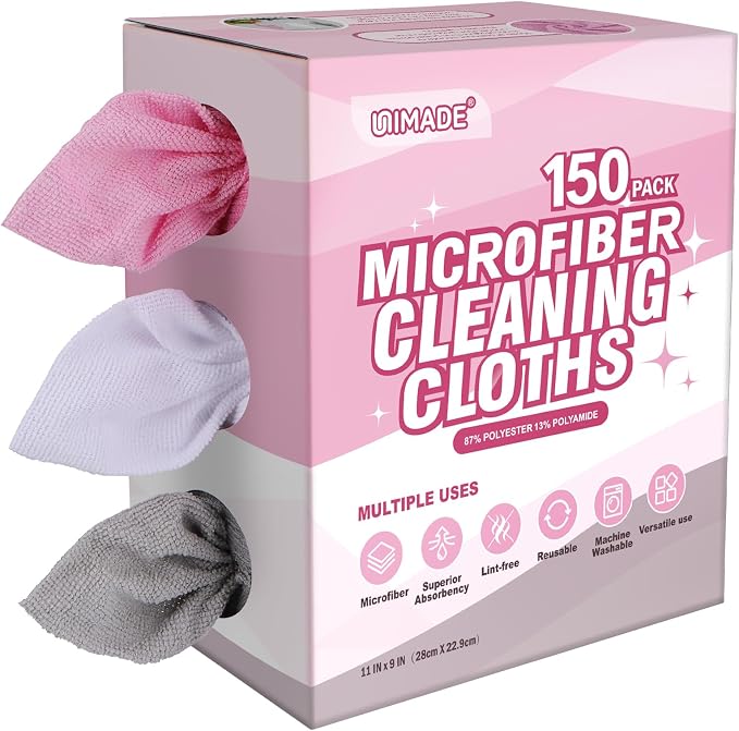 UNIMADE Microfiber Cleaning Cloth, 150 Pack Microfiber Towels by Unimade