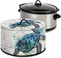 Watercolor Sea Turtle Print Slow Cooker Cover with Side Pocket and Handle Washable Air Fryer Cover for Dust Protection and Easy to Clean Fit 6/7/8 Quart Electric Slow Cover