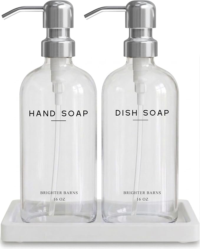 Glass Hand and Dish Soap Dispenser Set by Brighter Barns by BrighterBarns