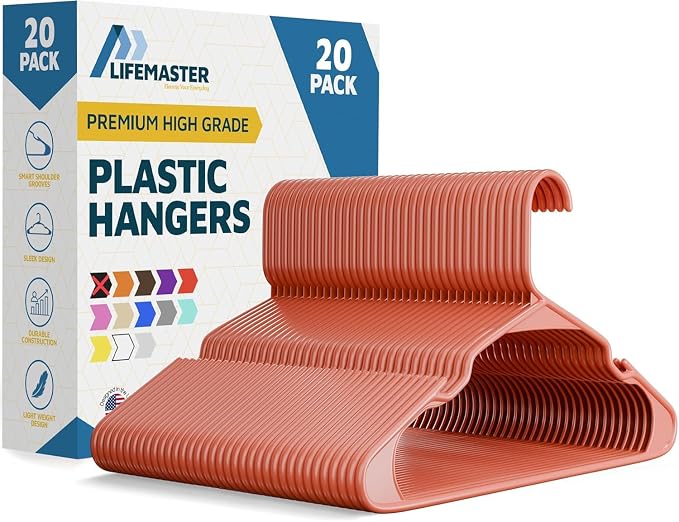 Lifemaster Plastic Clothes Hangers – Heavy Duty Hanger Set, by LIFEMASTER