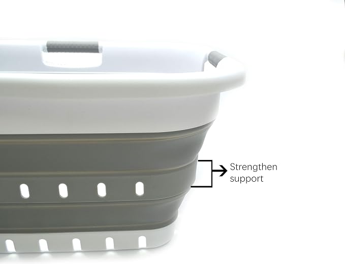 SAMMART 41L Set of 2 Collapsible 3 Handled Plastic Laundry Basket-Foldable Pop - Image 7