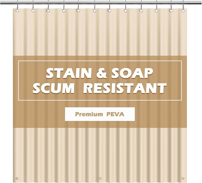 EHZNZIE Beige Shower Curtain Liner 72x72, PEVA Waterproof Bath Curtain by EHZNZIE