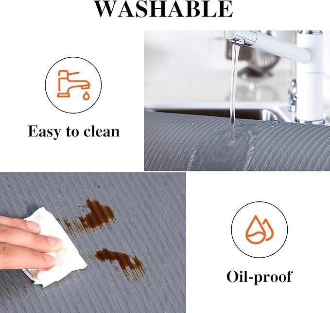 Shelf Liner Non Adhesive, Washable Cabinet Liners for Shelves, Waterproof Durable Non-Slip Drawer Liners for Kitchen Cabinets, Cupboard, Pantry, Gray 12" X 20'