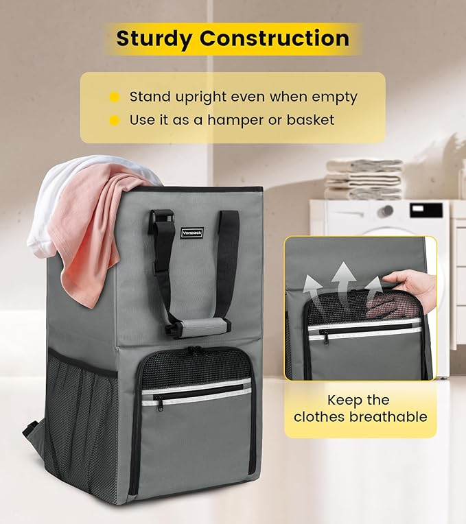 Vorspack Laundry Backpack with Shoulder Straps, Extra Large Hamper, Structured - Image 4