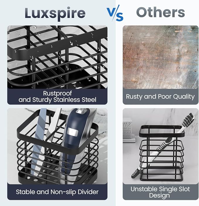 Luxspire Toothbrush Holders for Bathroom, Stainless Steel, 2 Slots, Toothbrush - Image 4