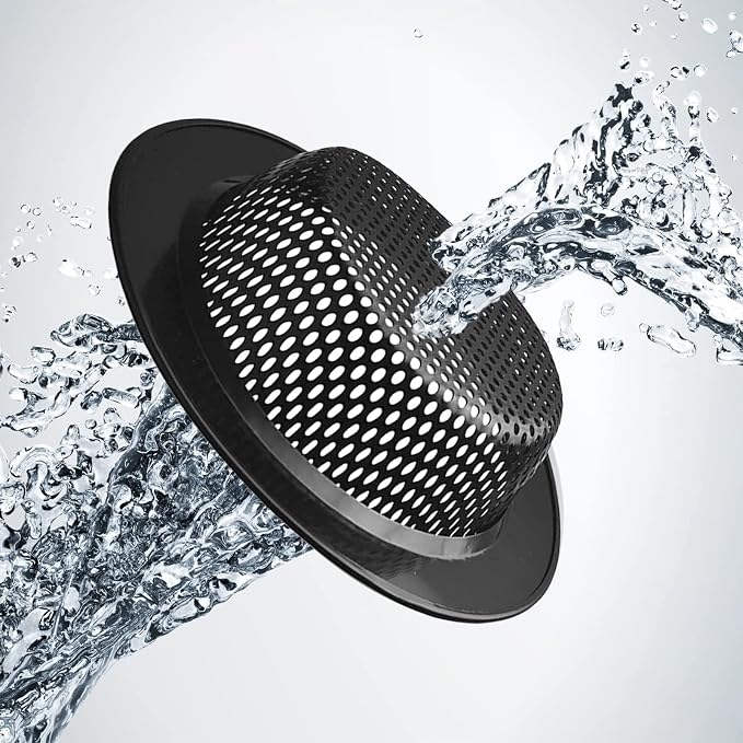 2 Pcs Black Stainless Steel Mesh Sink Drain Strainer, 4.5" Top / 3" Kitchen - Image 7