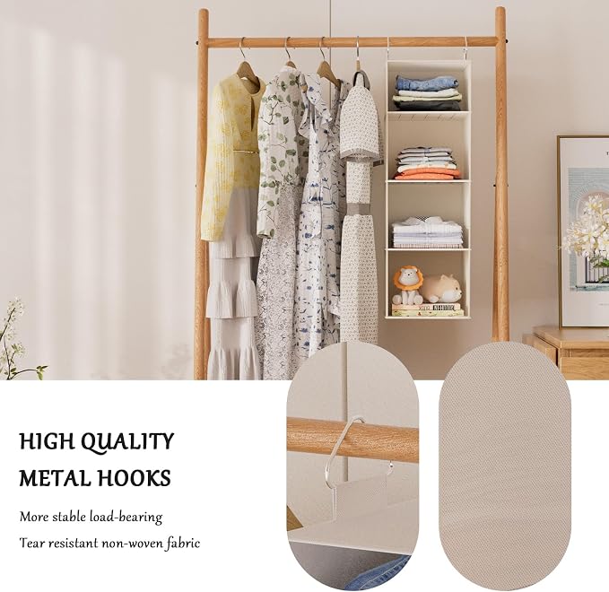 Hanging Closet Organizer with Bamboo Shelves - Image 5