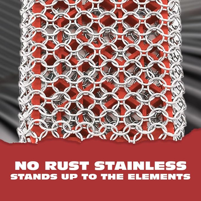 Knapp Made Combo Chainmail Cast Iron Scrubber with Silicone Core - Heavy Duty Rings and Fine Chainmail Rings -Premium Cast Iron Cleaner Chainmail Scrubber -Perfect for Cast Iron Cookware,Skillet,Woks