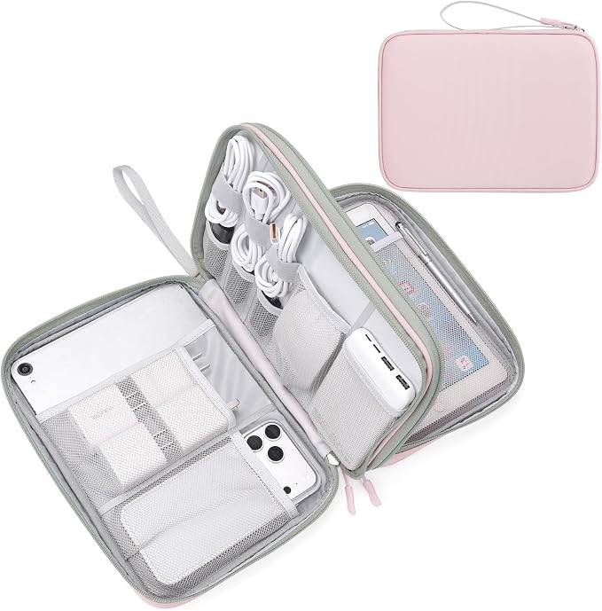 FYY Electronic Organizer, Travel Tech Pouch Bag, Extra Large, Light Pink | by FYY