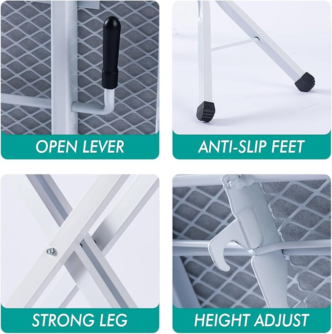 BKTD Full Size Ironing Board, Sturdy Frame, Heat Resistant Cover, Iron Rest - Image 5