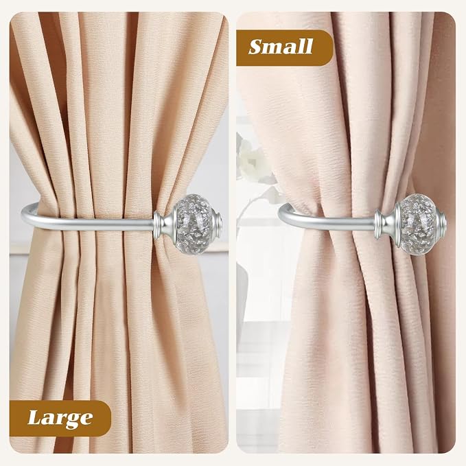USFOOK Silver Curtain Holdbacks, Decorative Drapery Tiebacks, 2 Pack/1 Pair | - Image 7
