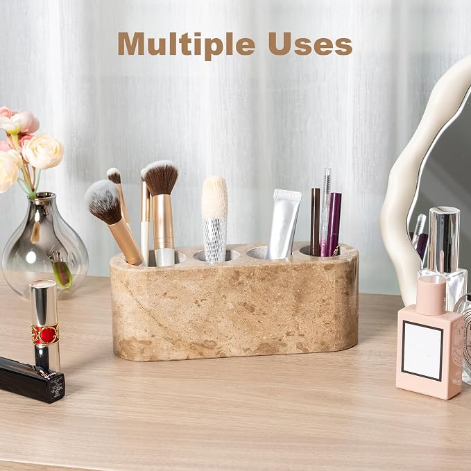 Toothbrush Holder for Bathrooms, 4-Slots Marble Toothbrush and Toothpaste - Image 8