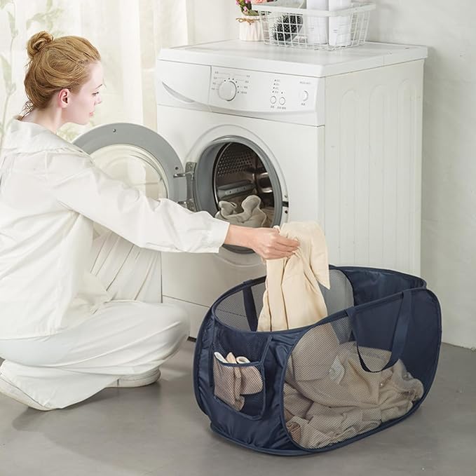 Sturdy Mesh Laundry Hamper Basket Bag, collapsible Pop up - Image 2
