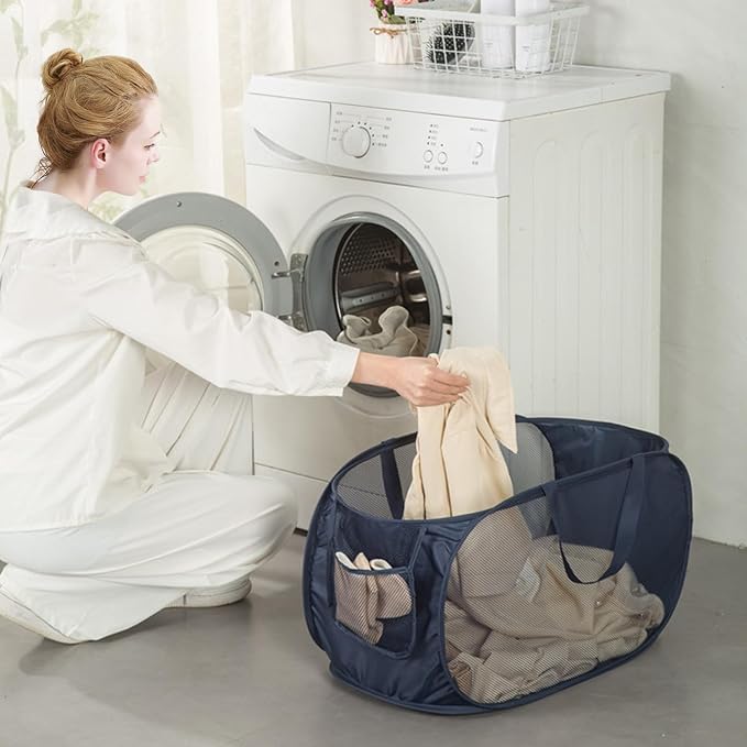 Sturdy Mesh Laundry Hamper Basket Bag, collapsible Pop up - Image 2