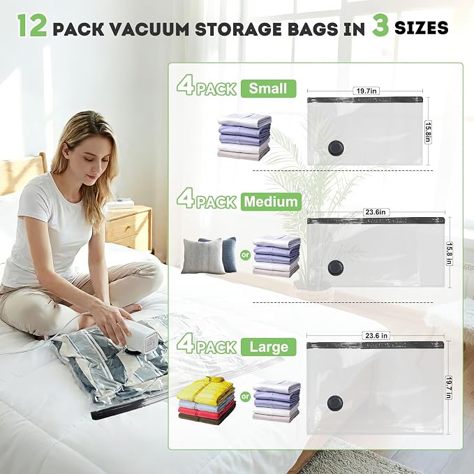 12 Pack Vacuum Seal Bags for Clothing Travel - Image 8