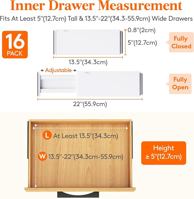 Lifewit 5" Tall Upgrade Drawer Dividers, Adjustable Deep Drawer Organizer | 16 - Image 2
