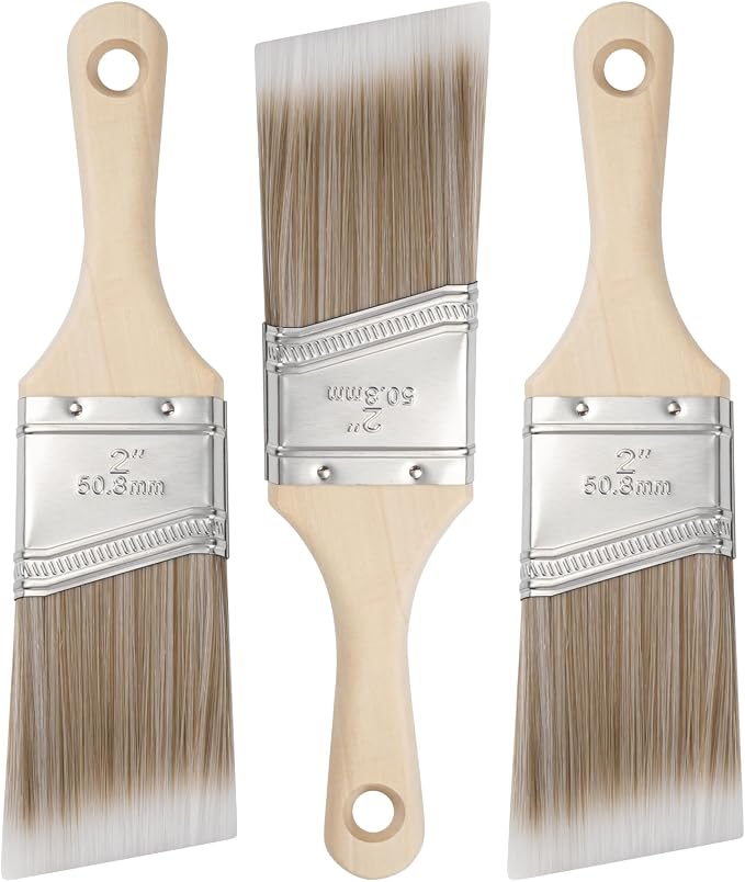 Mister Rui 3-Pack 2 Inch Angled Paint Brushes, Sash Brushes by MisterRui