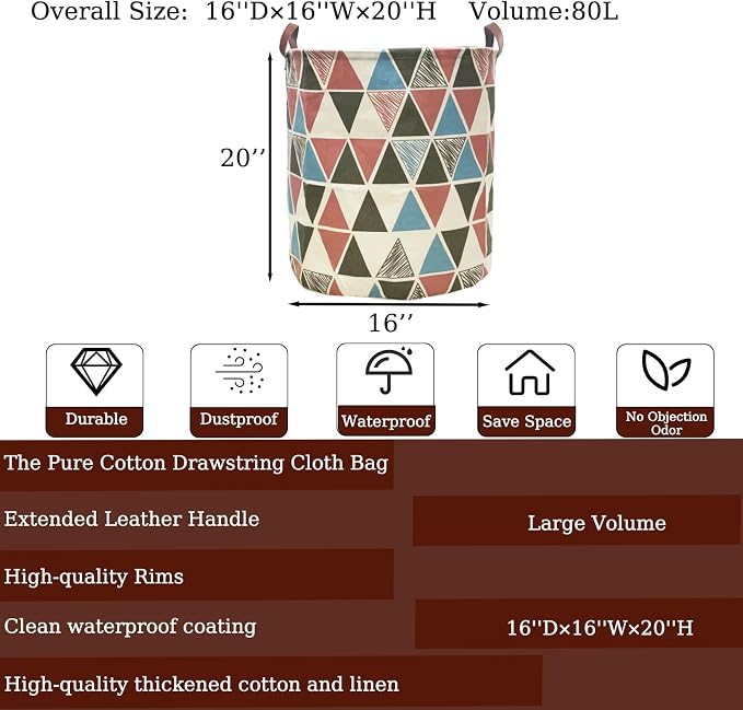 Waterproof Laundry Hamper Collapsible Laundry Basket Leather Handle Laundry Bag - Image 2