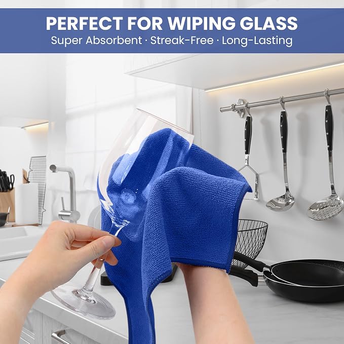 SIFANGKE Microfiber Cleaning Cloth, 12 Pack RoyalBlue Cleaning Rags - Image 3