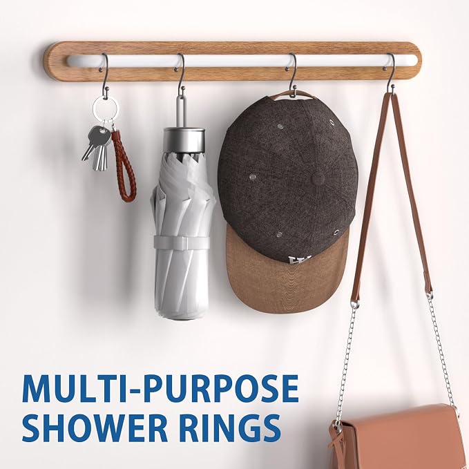 Goowin Bronze Metal Shower Curtain Hooks Rings, S Shape Metal Shower Curtain - Image 7
