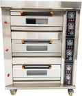 Gas Heating Pizza Oven Commercial Electric Pizza Oven Three Layers Movable Large Triple Oven Stainless Steel Baking Oven 0℃-400℃ Multipurpose Pizza Oven with 6 Baking Dishes 110V 300W