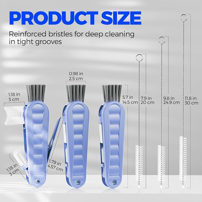 Holikme 6 Pack 4 in 1 Cup Lid Cleaning Brush 3 Straws Bottle Brush, Silicone - Image 6