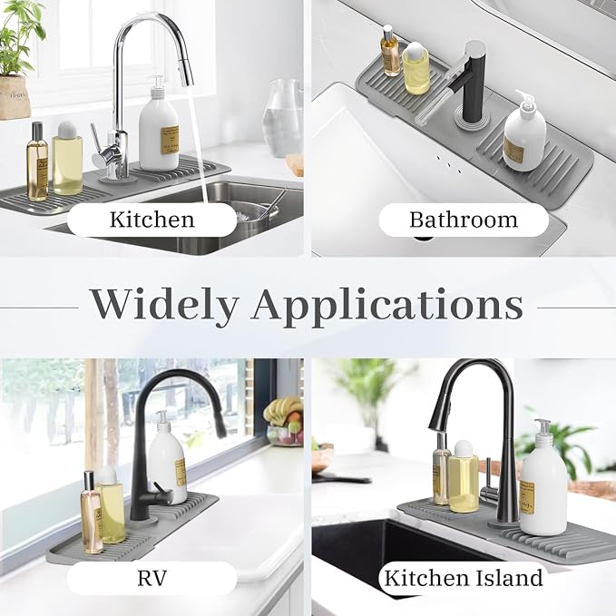PoYang 17.7 Inch Silicone Sink Splash Guard, Kitchen Sink Mat, Keeps Faucet - Image 8