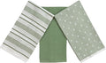 Sage Green Striped Kitchen Hand Dish Towels, 100% Cotton by SerafinaHome
