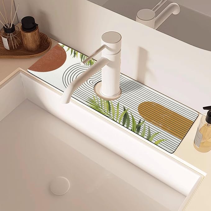Sink Faucet Absorbing Mat, 2 Pack Drying Mat Around Faucet Sink Splash Guard - Image 6