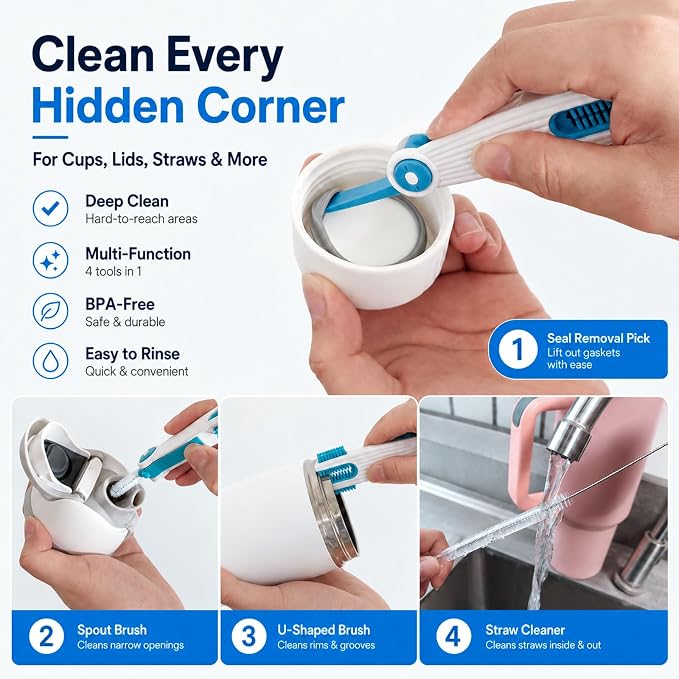 3-in-1 Cup Lid Gap Cleaning Brush Set - Image 3