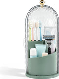 Toothbrush Holder with Cover for Bathroom Countertop, Toothpaste, Self Draining by rejomiik