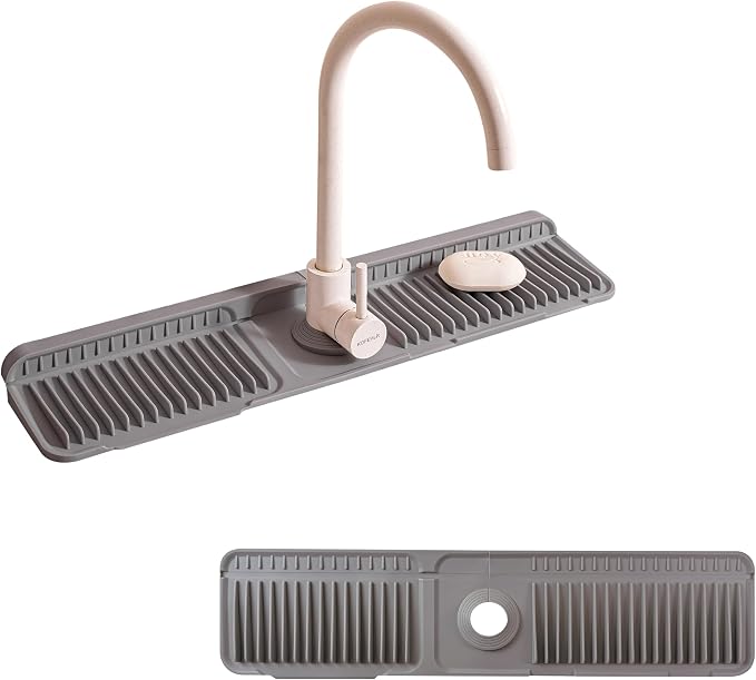 ZJWZLG Faucet Mat for Kitchen Sink, Snap-On Design & 7°slope Fast Drain by ZJWZLG