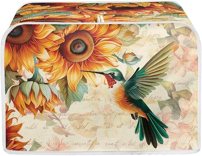 Hummingbird Sunflower Print 2 Slice Toaster Cover for Home Dust Fingerprint Protection for Kitchen Small Appliance