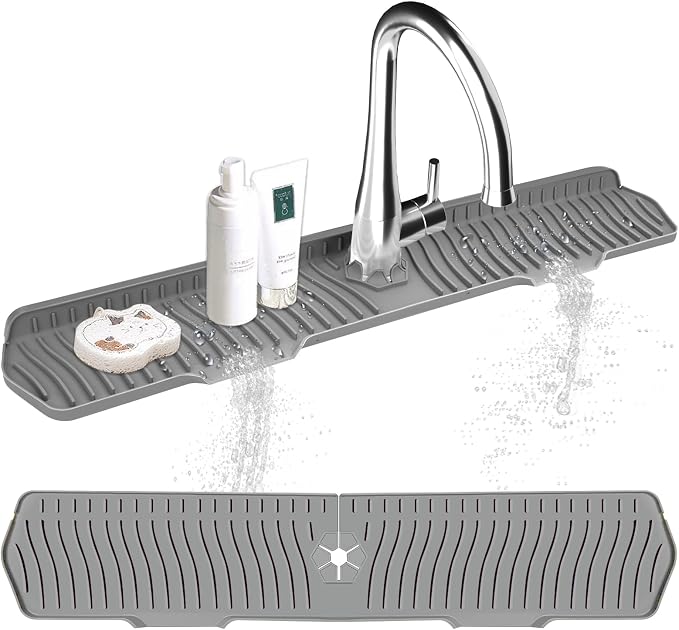Kitchen Sink Splash Guard Gen2-30" x 6'' Silicone Sink Mat Splash Guard fit by EBIGIC