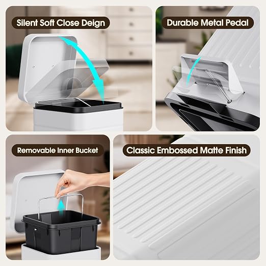 CEROELDA Small Trash Can with Lid-5L/1.3 Gal, Stainless Steel Outdoor Dog Poop - Image 4