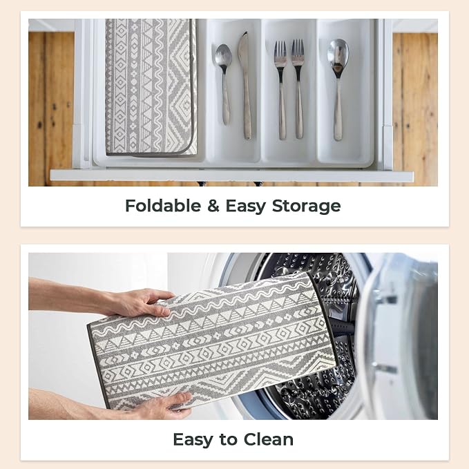 FRESHMINT Dish Drying Mats 2 Pack, Global Bohemian | Quick Dry, Ultra Absorbent - Image 6