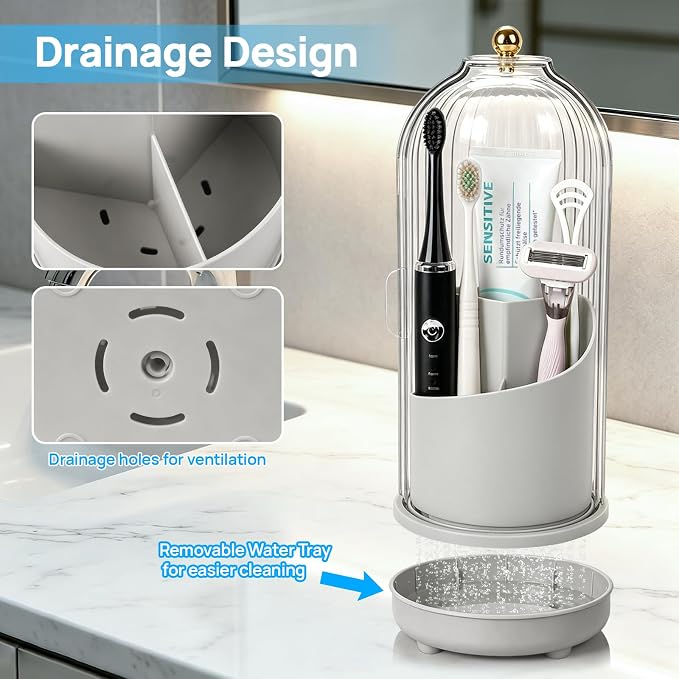 Toothbrush Holders with Cover Toothpaste Organizer - Image 2