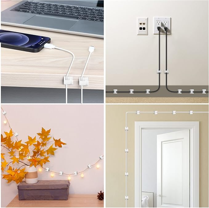 TidyHelper 100 PCS Adhesive Cable Clips White, Small & Large | Wall Wire Holder - Image 6