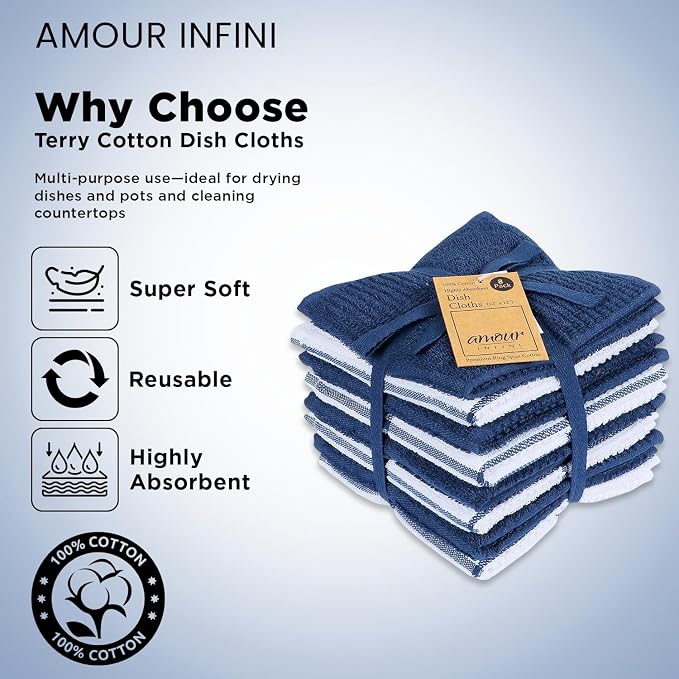 AMOUR INFINI Dish Cloths for Washing Dishes Set of 8 - Image 3