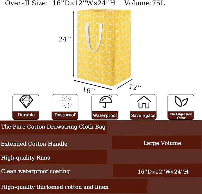 Waterproof Laundry Hamper Collapsible Laundry Basket Extended Cotton Handle - Image 2