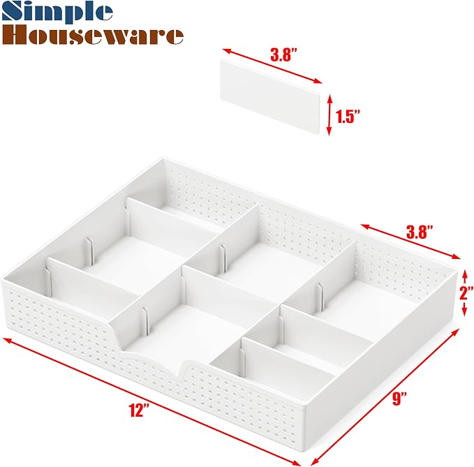 Simple Houseware Drawer Organizer Tray, 9 Adjustable Compartments, and Craft - Image 7