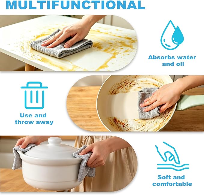 Puomue 55 Pack Microfiber Cleaning Cloth Roll, Tear Away Reusable Paper Towels - Image 5