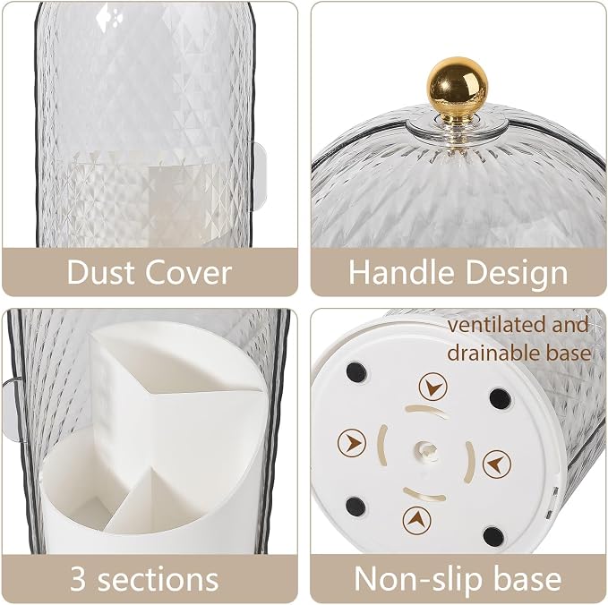 Toothbrush Holder with Cover for Bathroom Countertop, Toothpaste, Self Draining - Image 4