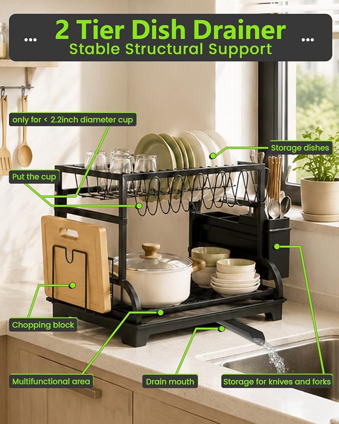 2-Tier Foldable Dish Drying Rack - Image 6